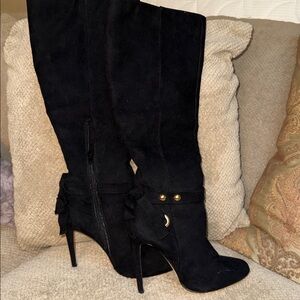 Black suede boots